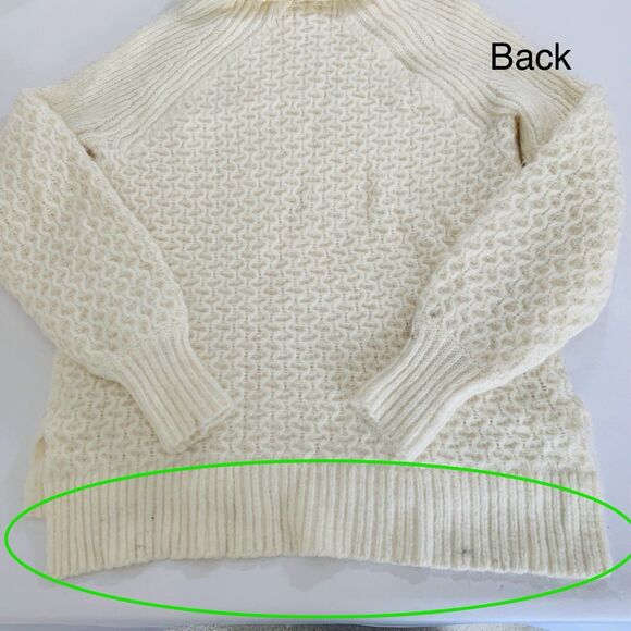 Anthropologie Bia Sweater S Cream Mock Neck Fluffy Cable Chunky Knit Puff Preppy - Picture 9 of 14